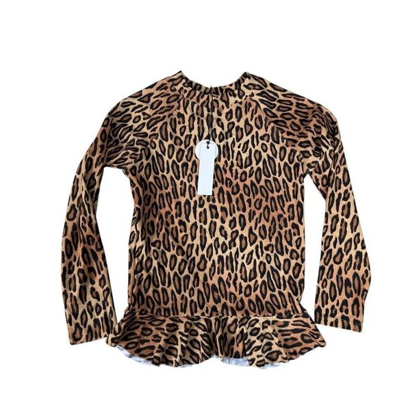 Swiminista Kids Swim heavenly RashGuard leopard top size 8 NWT - Picture 4 of 4